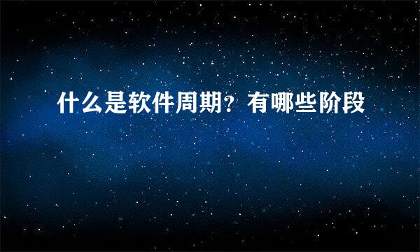 什么是软件周期？有哪些阶段