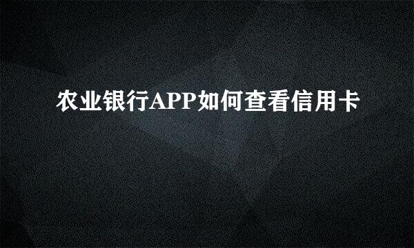 农业银行APP如何查看信用卡