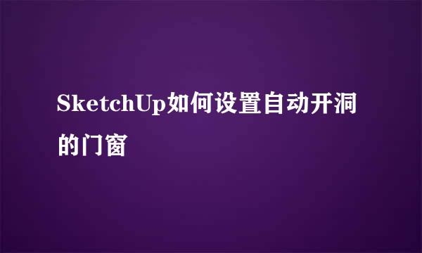 SketchUp如何设置自动开洞的门窗