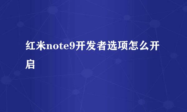 红米note9开发者选项怎么开启