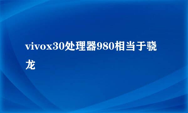 vivox30处理器980相当于骁龙