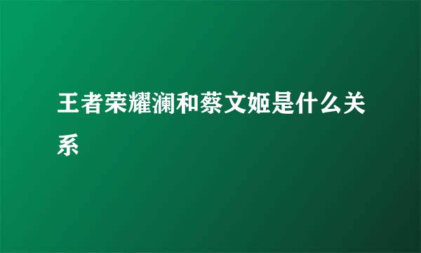 王者荣耀澜和蔡文姬是什么关系