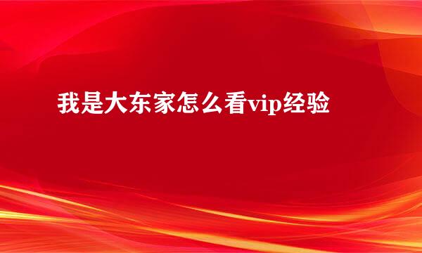我是大东家怎么看vip经验