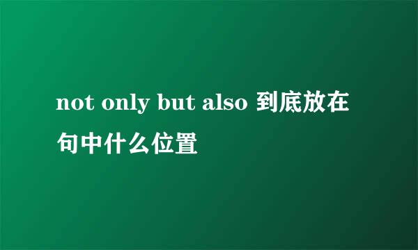 not only but also 到底放在句中什么位置