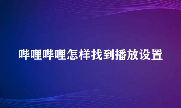 哔哩哔哩怎样找到播放设置