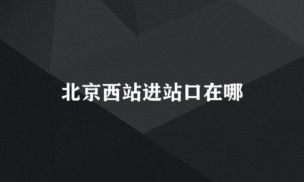 北京西站进站口在哪