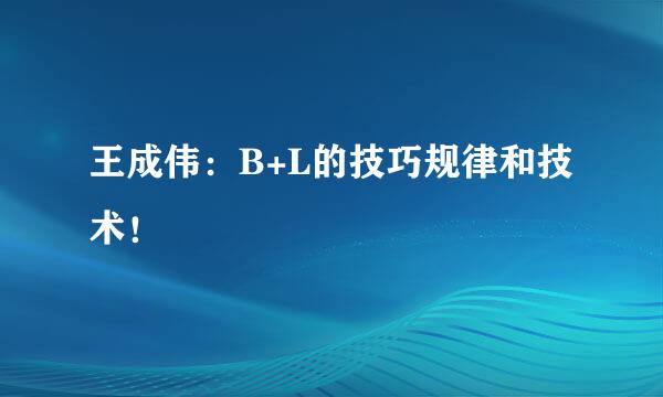 王成伟：B+L的技巧规律和技术！