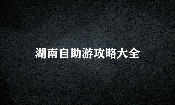 湖南自助游攻略大全