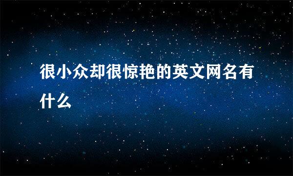 很小众却很惊艳的英文网名有什么