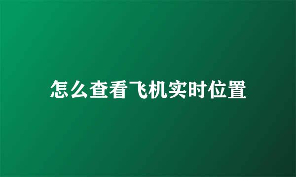 怎么查看飞机实时位置