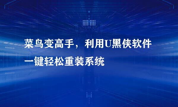 菜鸟变高手，利用U黑侠软件一键轻松重装系统