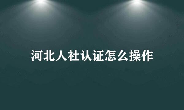 河北人社认证怎么操作