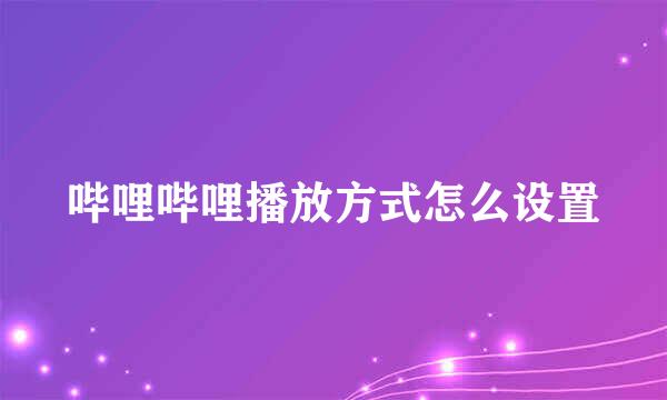 哔哩哔哩播放方式怎么设置