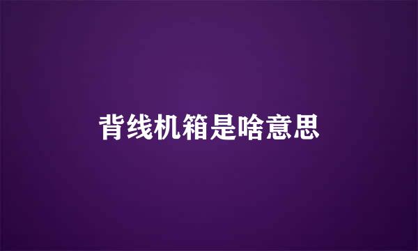 背线机箱是啥意思