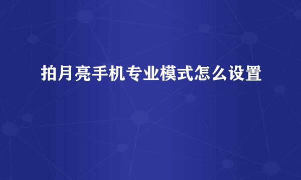 拍月亮手机专业模式怎么设置