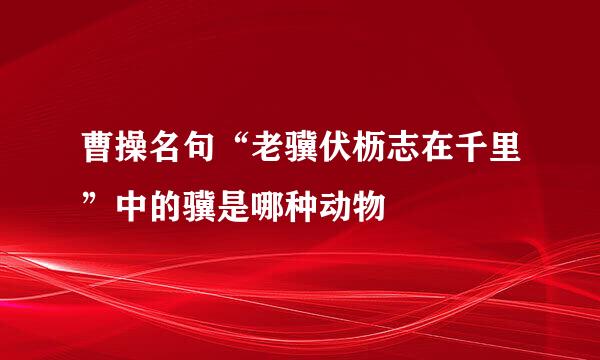 曹操名句“老骥伏枥志在千里”中的骥是哪种动物