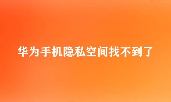 华为手机隐私空间找不到了
