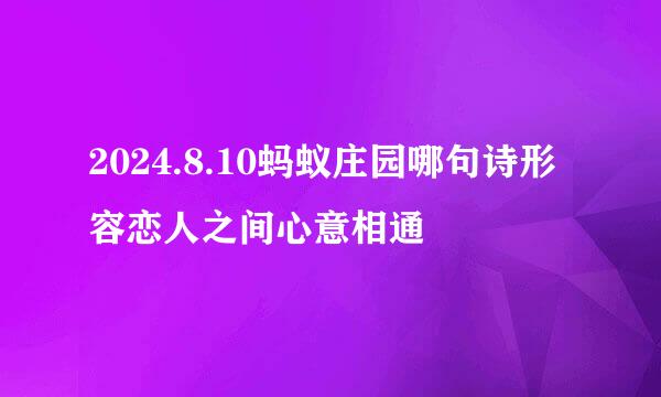 2024.8.10蚂蚁庄园哪句诗形容恋人之间心意相通