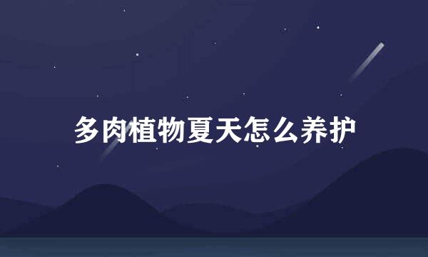 多肉植物夏天怎么养护