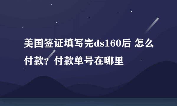 美国签证填写完ds160后 怎么付款？付款单号在哪里