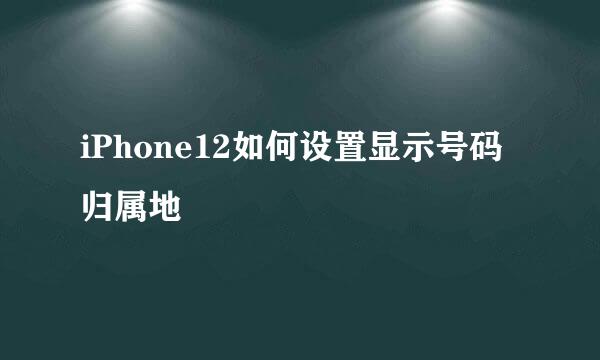 iPhone12如何设置显示号码归属地