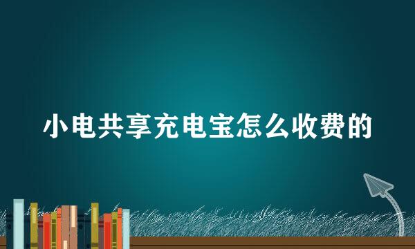 小电共享充电宝怎么收费的
