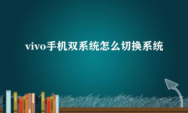 vivo手机双系统怎么切换系统