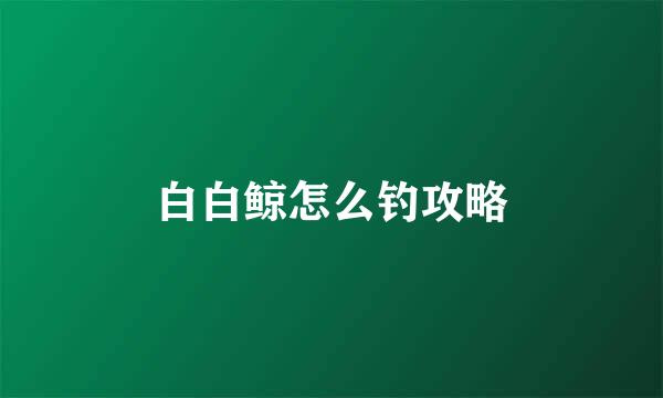 白白鲸怎么钓攻略