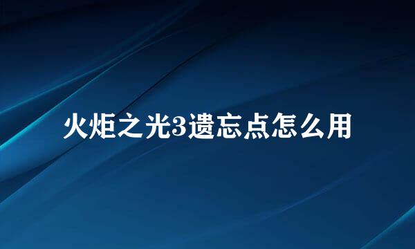 火炬之光3遗忘点怎么用