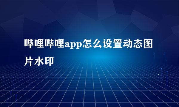 哔哩哔哩app怎么设置动态图片水印