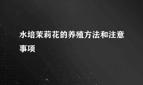水培茉莉花的养殖方法和注意事项