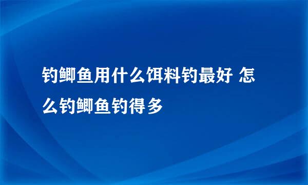 钓鲫鱼用什么饵料钓最好 怎么钓鲫鱼钓得多