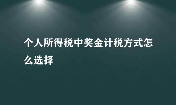 个人所得税中奖金计税方式怎么选择