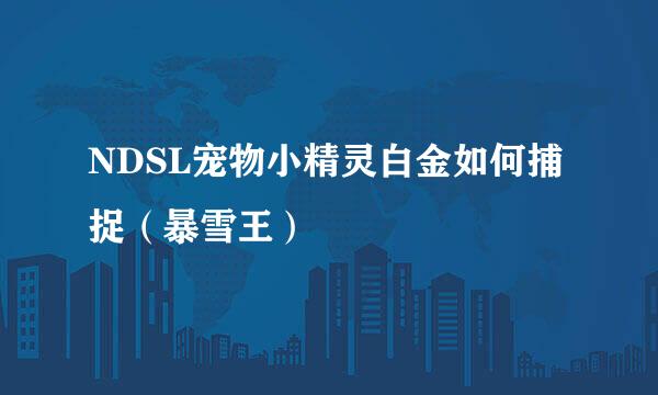 NDSL宠物小精灵白金如何捕捉（暴雪王）
