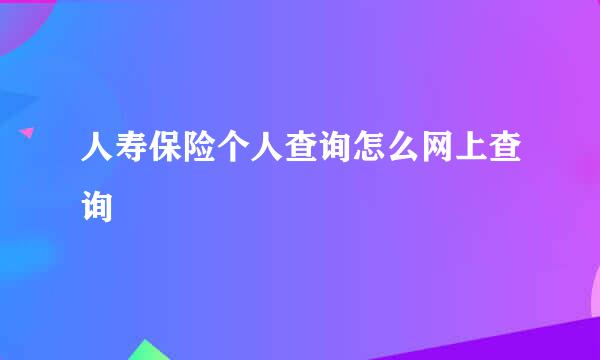 人寿保险个人查询怎么网上查询