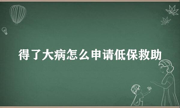 得了大病怎么申请低保救助