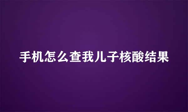 手机怎么查我儿子核酸结果