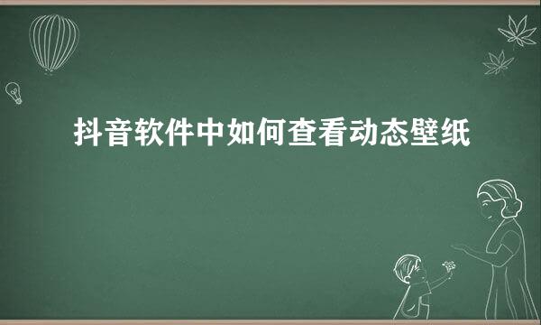 抖音软件中如何查看动态壁纸