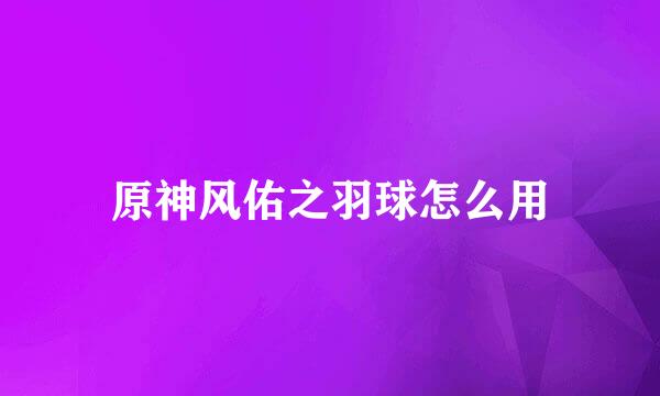 原神风佑之羽球怎么用