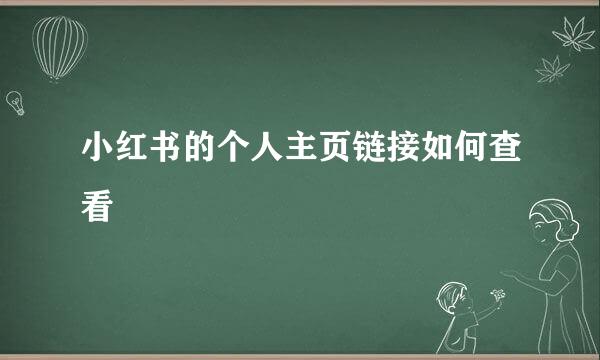 小红书的个人主页链接如何查看