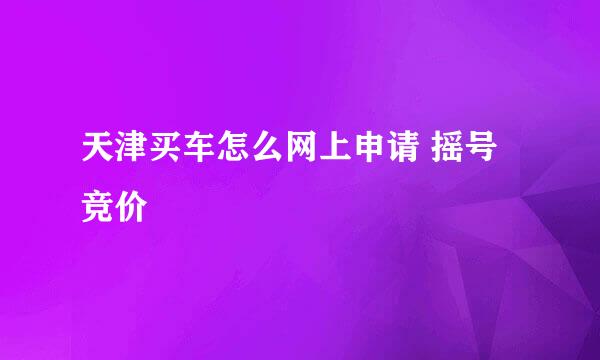 天津买车怎么网上申请 摇号竞价