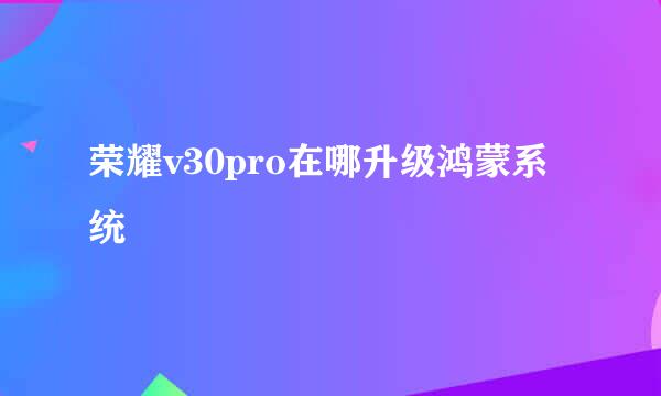 荣耀v30pro在哪升级鸿蒙系统
