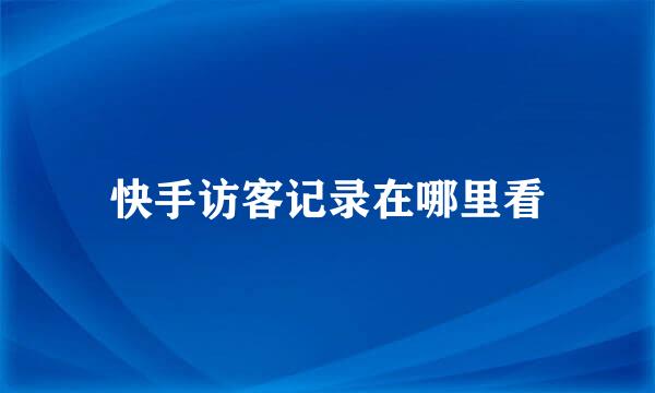 快手访客记录在哪里看