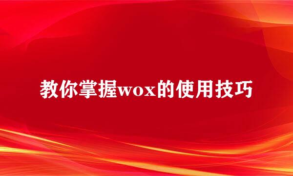 教你掌握wox的使用技巧