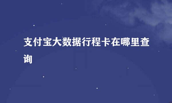 支付宝大数据行程卡在哪里查询