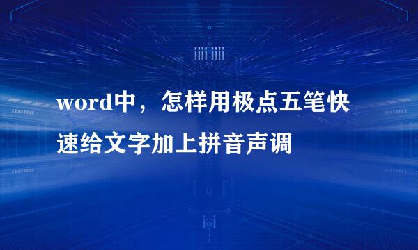 word中，怎样用极点五笔快速给文字加上拼音声调