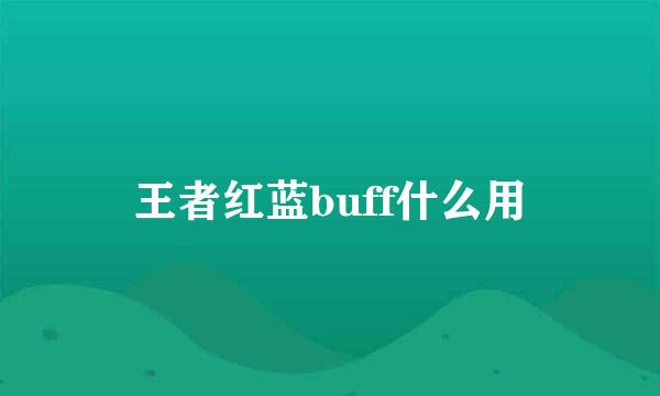王者红蓝buff什么用