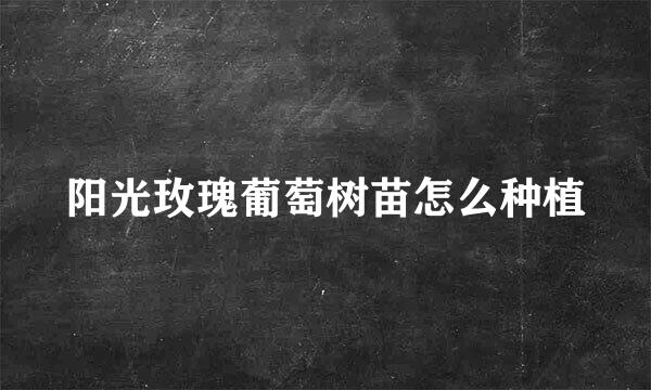 阳光玫瑰葡萄树苗怎么种植