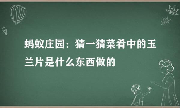 蚂蚁庄园：猜一猜菜肴中的玉兰片是什么东西做的