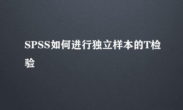 SPSS如何进行独立样本的T检验
